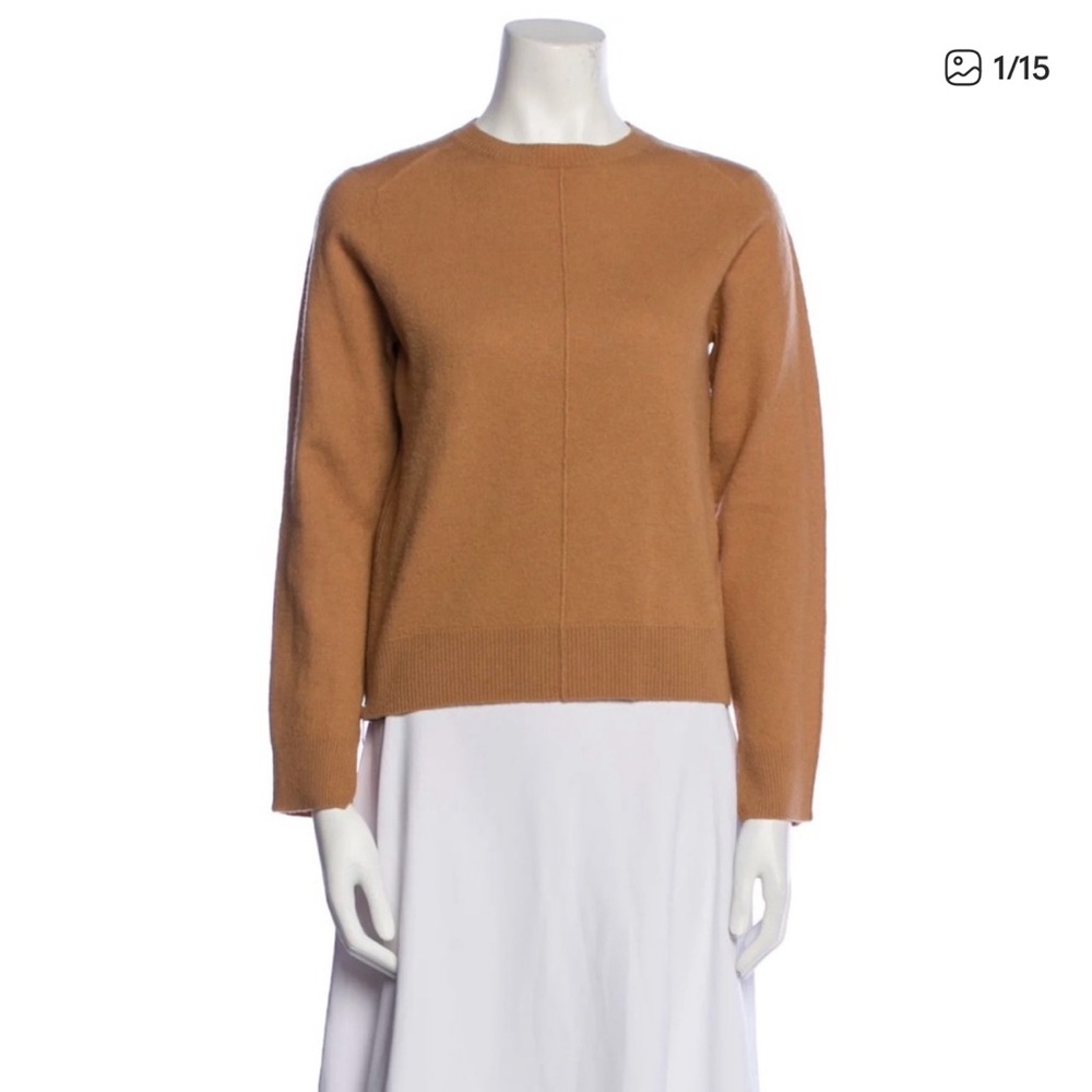 Céline Camel Side Zip Boiled Wool Crew Neck Sweater Size Medium